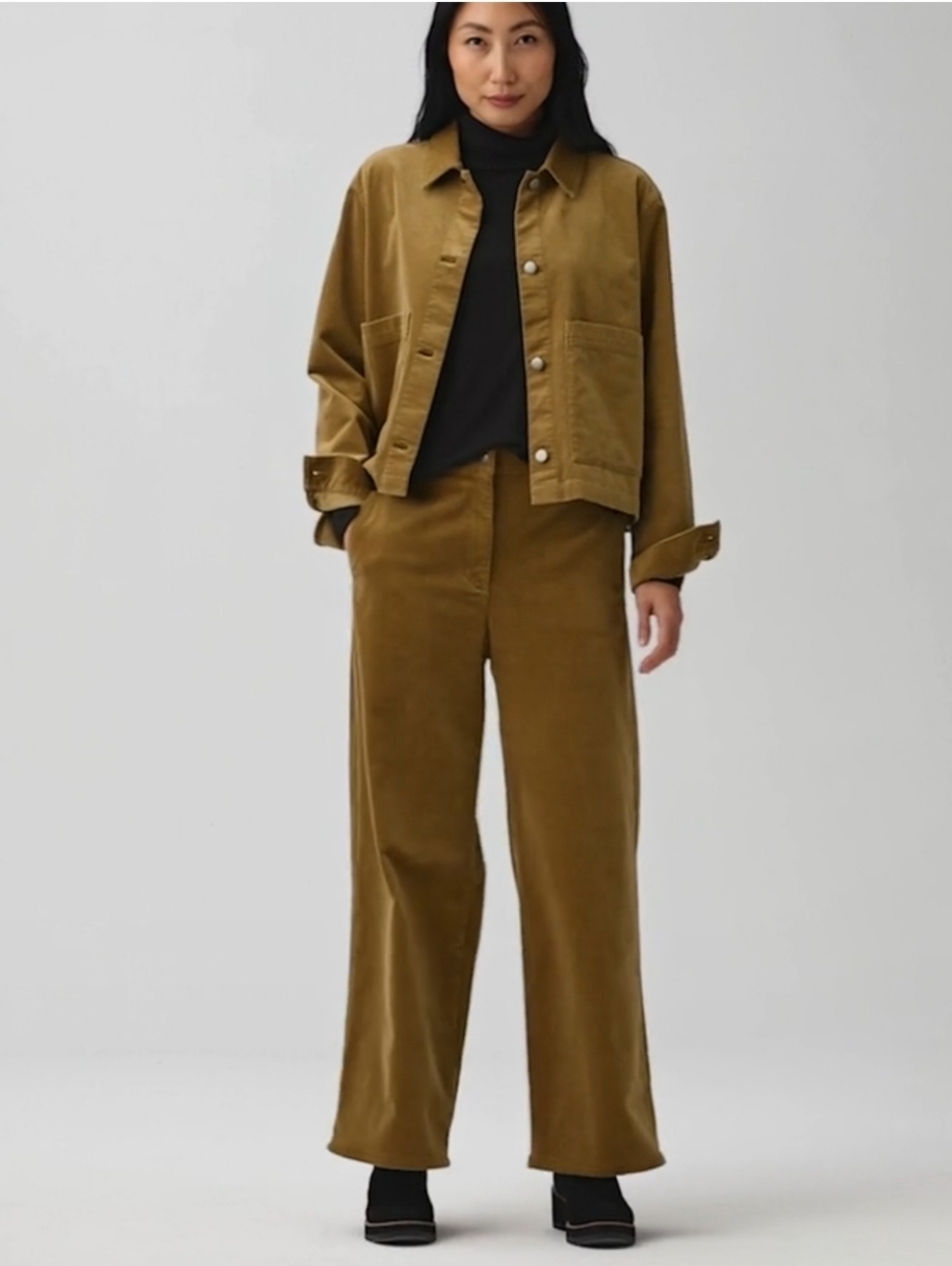 Eileen Fisher Organic Cotton Stretch Corduroy Wide Leg Pants Women's Small - Picture 2 of 10
